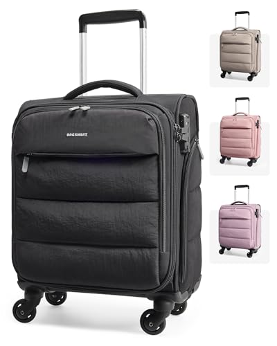 BAGSMART Softside Underseat Personal Item Suitcase with Wheels, Black - color: Black, size: 16-inch