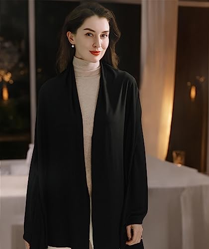VENVSBEE Shawl Wraps for Women, Travel Scarf Soft Blanket Wrap Pashmina Travel Accessory for Airplane - color: 01 Classic Jersey Black
