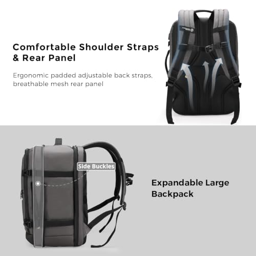 Swissdigital Design Travel Backpack 43l with USB Charging Port Laptop Backpack,TSA Friendly Flight Approved Carry-on Luggage Hand,Business Rucksack Fits 17 Inch Laptop Grey | SD1748-02 - color: Grey