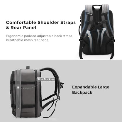 Swissdigital Design Travel Backpack 43l with USB Charging Port Laptop Backpack,TSA Friendly Flight Approved Carry-on Luggage Hand,Business Rucksack Fits 17 Inch Laptop Grey | SD1748-02 - color: Grey