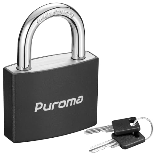 Puroma 1 Keyed Padlock with 2 Keys Aluminum 7/8“ Lock 43mm Gym Locker Black - color: Black, style: 1 Pack