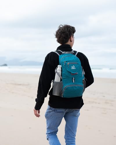 WATERFLY Small Lightweight Packable Backpack: 20l Hiking Daypack Man Woman - color: A-teal Blue