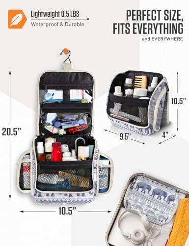 VENTURE 4TH Hanging Travel Toiletry Bag, 17 Compartments - Blue Elephant - color: Blue Elephant