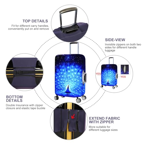 Suitcase Cover 3D Print Design Travel Luggage Protector Trolley Case Cover 22"-24" Sleeve, BluePeacock - color: BluePeacock, size: M(Fits to 22"-24" Trolley Case)