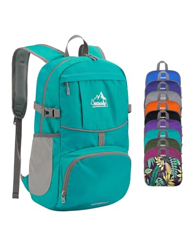 WATERFLY Small Lightweight Packable Hiking Backpack Foldable Travel Daypack - color: B-turquoise, size: 25L