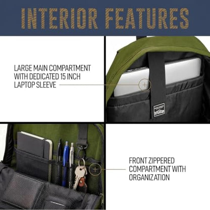 Bass Creek Outfitters Classic Backpack - Two Tone Half Print - Beige/Green - color: 베이지/그린, size: 22L Backpack