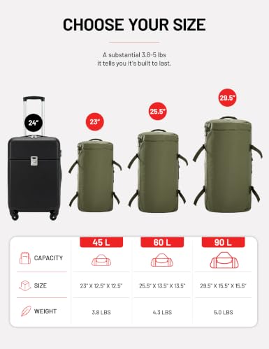 MIER 여행용 캠핑 체육관 스포츠용 대형 더플 백 백팩, 45L/60L/90L - color: 다크 그린., size: 90L