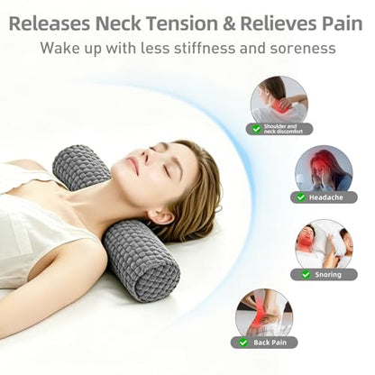 Cervical Pillow for Neck Pain, Memory Foam Neck Roll – Grey - color: Grey