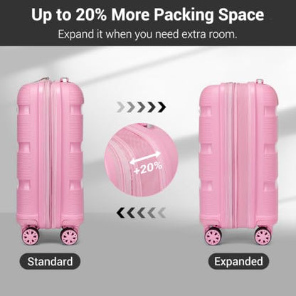 Kono Airline Approved Suitcase Set 2 Pieces, Pink - color: Pink, size: 2 Piece Travel Set (TB/20)