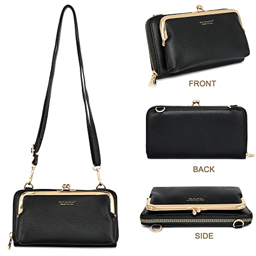 Montana West Crossbody Cell Phone Purse for Women RFID Blocking Cellphone Wallet - color: Wallet Black