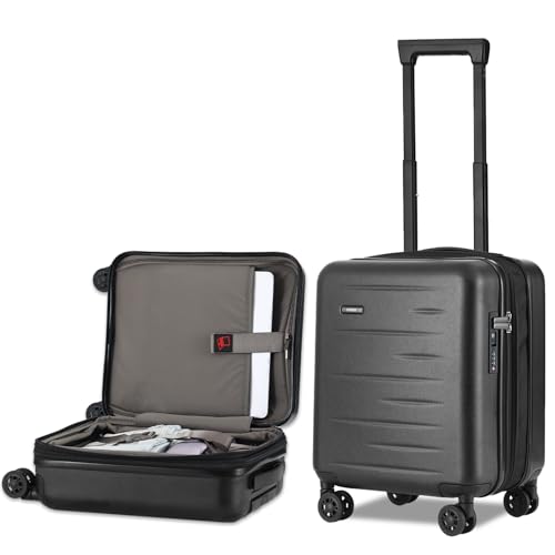 CENSIEN Expandable 16 Inch Underseat Carry On Luggage Airline Approved - color: Black, size: 16 Inch Underseat EXT