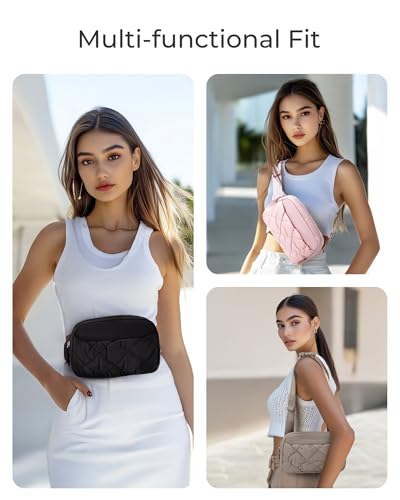 BAGSMART Puffy Fanny Packs for Women Belt Bag with Adjustable Strap - color: Black-puffy