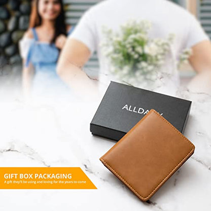 Alldaily Small RFID Wallet for Women Slim Compact Bifold Pocket Ladies Travel Mini Purse (Brown) - color: Brown