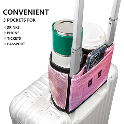 riemot Luggage Travel Cup Holder Free Hand Drink Carrier Glitter Pink - color: Hook & Loop: Glitter Pink