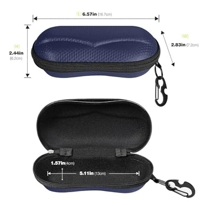 MoKo Semi Hard Shell Sunglasses Case, Unisex Protective Eyeglass Case Glasses Case Holder with Metal Hanging Hook - color: Dark Blue-eva, size: 1 Pack