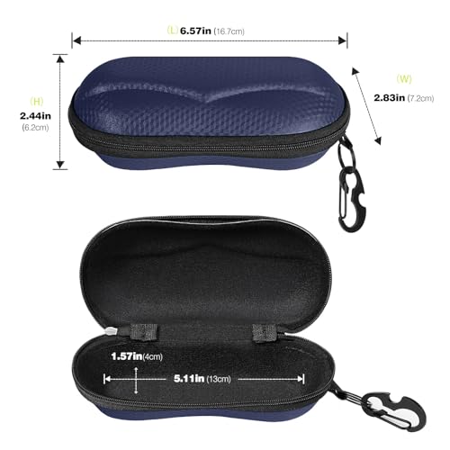 MoKo Semi Hard Shell Sunglasses Case, Unisex Protective Eyeglass Case Glasses Case Holder with Metal Hanging Hook - color: 다크 블루-에바, size: 1개입