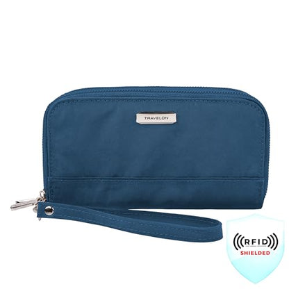 Travelon RFID Blocking Double Zip Wallet - color: Blue