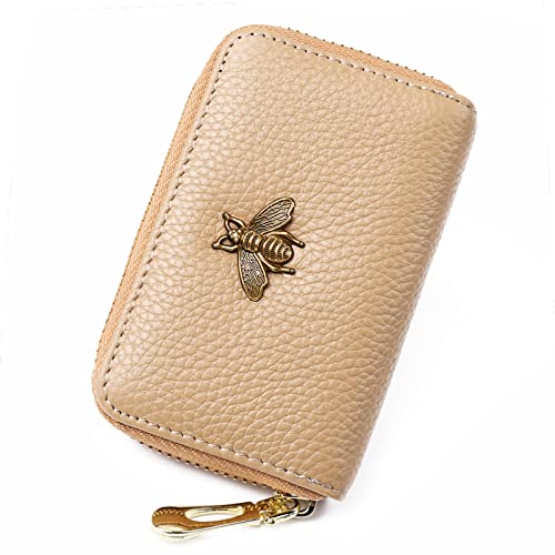 imeetu RFID Credit Card Holder, Small Card Wallet Women, Leather Card Case - color: Lite - Khaki, size: Lite