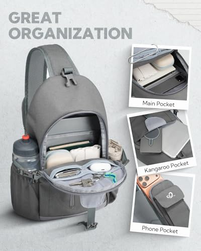 WATERFLY Small Crossbody Sling Bag: 8L Lightweight RFID Anti-Theft Travel - color: Grey
