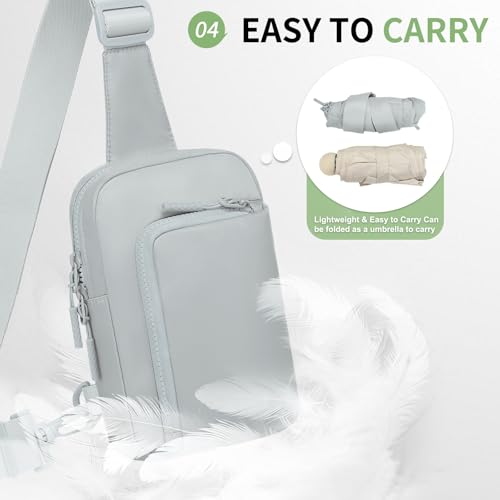 Mini Sling Bag for Men Women Fits for 6.3" Phone, Light Grey - color: 2 Pocket-light Grey