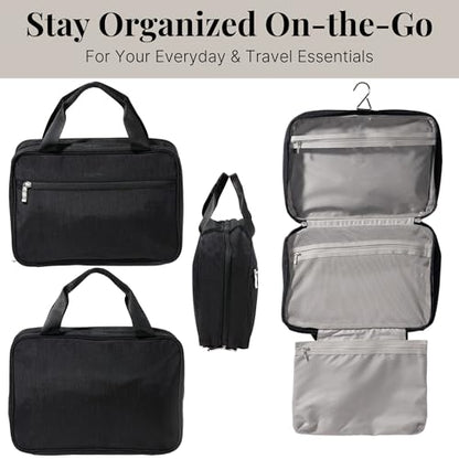 Baggallini Large Hanging Travel Toiletry Kit - Lightweight 8x11 Inch Makeup Bag - color: Black