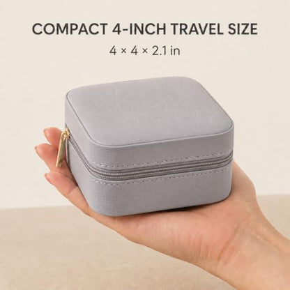 VLANDO Small Travel Jewelry Box Organizer Display Case for Girls Women Gift Rings Earrings Necklaces Storage, Light Grey - color: Light Grey