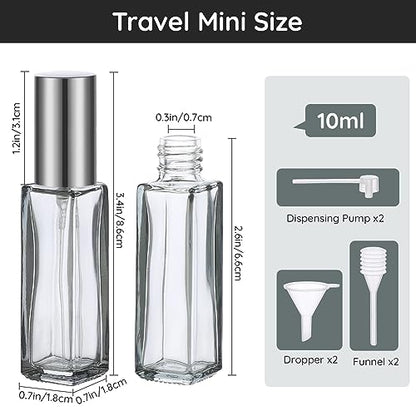 Segbeauty 10ML Empty Perfume Bottles, 10pcs Mini Refillable Atomizer, Portable Leak-proof Glass Spray Bottles for Travel Sample Dispenser - color: Gray, style: Mini Bottle Set