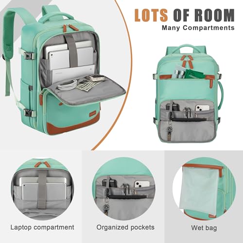 40L Travel Backpack, Flight Approved Carry On Laptop Backpack - color: Green, size: Large