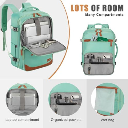 40L Travel Backpack, Flight Approved Carry On Laptop Backpack - color: Green, size: Large
