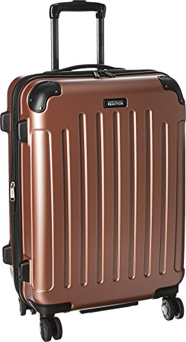 Kenneth Cole REACTION Renegade Luggage Expandable 8-Wheel Spinner Lightweight Hardside Suitcase, Rose Gold, 24-Inch Checked - color: Rose Gold, size: 24-Inch Checked