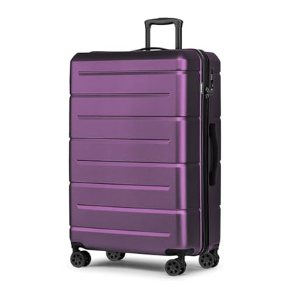 KYME Large Suitcases with Wheels Hardshell 28 Inch Luggage TSA Approved Big Checked Luggage Durable Travel Rolling Suitcase for Women Dark Purple - color: Dark Purple, size: Checked-Large 28-Inch