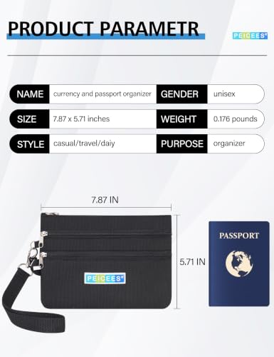 Peicees Small Passport Wallet Pouch RFID Passport Holder Travel, Light Gray - color: Light Gray