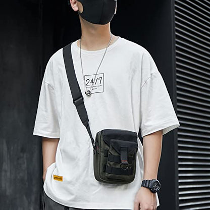 Small Crossbody Bag for Men, Mini Messenger Bag Shoulder Bag for Phone Passport - color: M-green