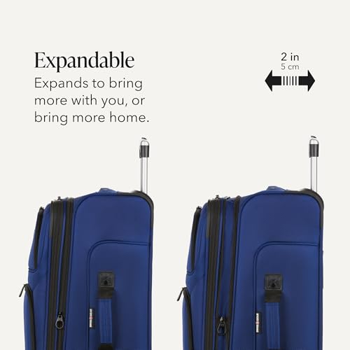 SWISSGEAR Sion Softside Expandable Spinner Luggage Durable Lightweight Travel Suitcase, Blue, Checked-Medium - color: Blue, size: Checked-Medium 25-Inch