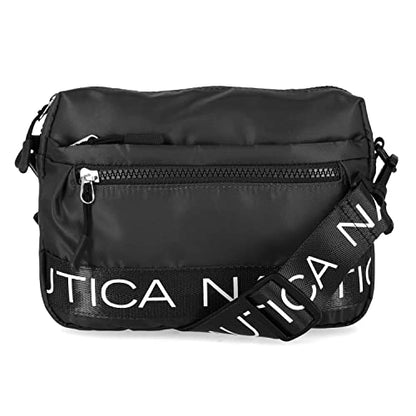 Nautica Nylon Bean crossbody/Belt Bag adjustable shoulder strap - color: Black