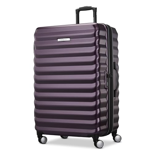 Samsonite Hard-Sided 20 & 28 Inch 2-Piece Lightweight Checked Large Expandable Element Suitcase Set: Durable, 360° Spinner Wheels, Adjustable Telescopic Handle, TSA-Approved Lock - Dusk Purple - color: Dusk Purple, size: 2-Piece Set (20"/28")