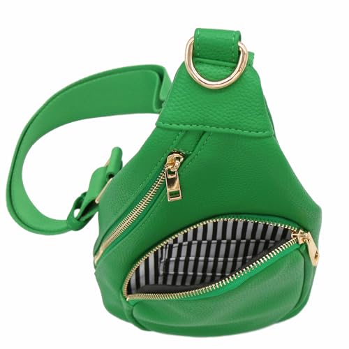 FashionPuzzle Compact Triangle Sling Bag - color: Kelly Green