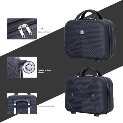 Tripcomp Carry-on Luggage Set 2 Piece Hardside Suitcase With Spinner Wheels - color: Black-2, size: 2 Piece Set(14/20)
