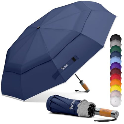 Royal Walk Compact Travel Umbrella for Rain, Windproof, Small & Portable - color: Dark Blue