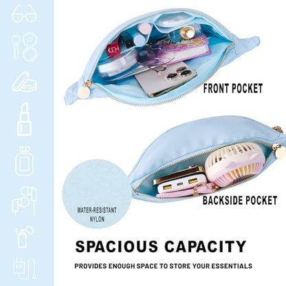 Belt Bag Crossbody Stadium Concert Bag for Women Water-Resistant Nylon Waist Pack (Light Blue) - color: Light Blue