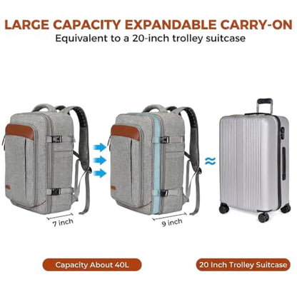 Vancropak Carry On Backpack for Airplanes, Flight Approved Travel Backpack - color: Grey