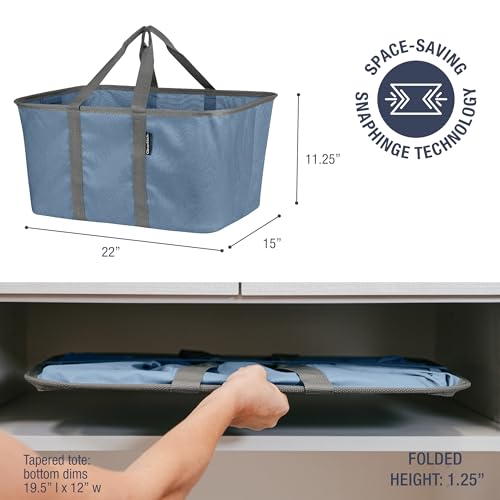 CleverMade Collapsible Fabric Laundry Baskets - Foldable Pop Up Storage Container Organizer Bags - Large Rectangular Space Saving Clothes Hamper Tote with Carry Handles, Pack of 2, Denim - color: Denim Gray