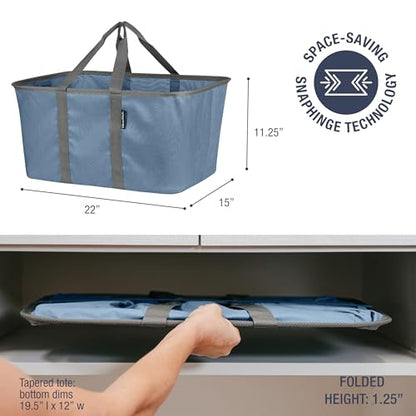 CleverMade Collapsible Fabric Laundry Baskets - Foldable Pop Up Storage Container Organizer Bags - Large Rectangular Space Saving Clothes Hamper Tote with Carry Handles, Pack of 2, Denim - color: Denim Gray