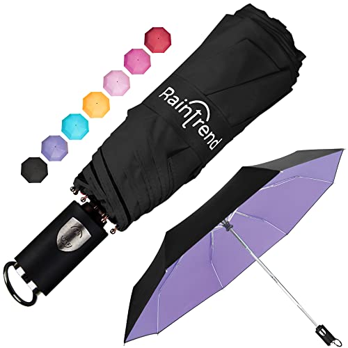 Travel Mini Umbrellas for Rain & Sun UV Protection Compact Folding Automatic Lightweight and Small Сollapsible Windproof Umbrella Women - color: Purple inside