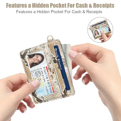 Slim Credit Card Holder Vegan Snake Skin Wallet Women Thin Wallets - color: A Brown Snake