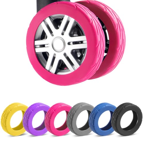 8Pcs Upgrade Luggage Wheel Covers, Travel Accessories (Hot Pink) - color: Hot pink