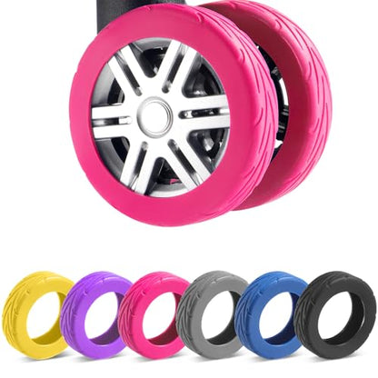 8Pcs Upgrade Luggage Wheel Covers, Travel Accessories (Hot Pink) - color: Hot pink