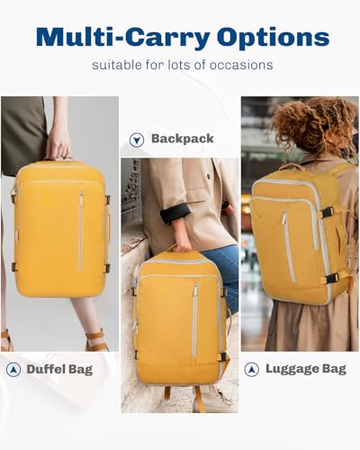 Hynes Eagle 38L Flight Approved Backpack Carry On Travel Bag for Men Women - color: Yellow