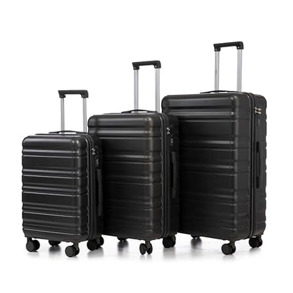 GDFStudio 20/24/28 Inch 3 Piece Luggage Set, ABS Hard Shell Spinner Suitcase with 360° Silent Wheels, Expandable Capacity,Combination Lock, Retractable Handle, Carry On & Checked Suitcases,Dark Gray - color: Dark Gray, size: 20/24/28In