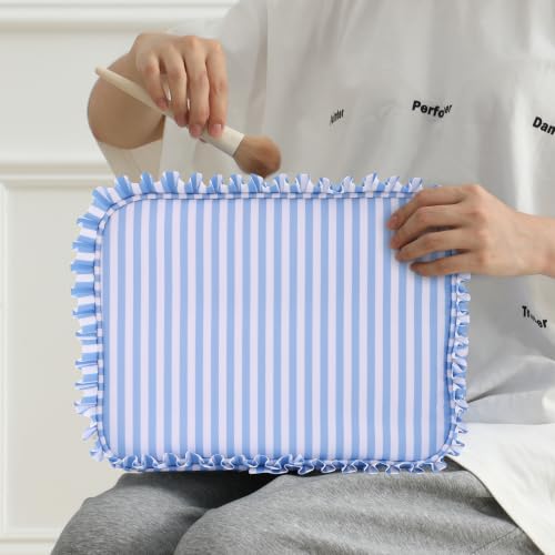 Ruffled Makeup Bag, Blue Stripe A - color: Blue Stripe A